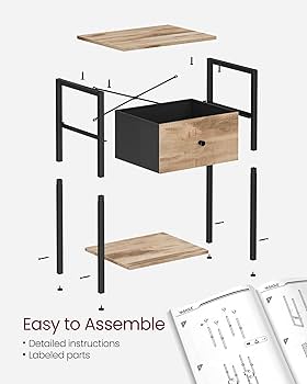 Amazon.com: VASAGLE Nightstand, Side Table with Fabric